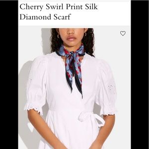 Cherry Print Silk Diamond Scarf